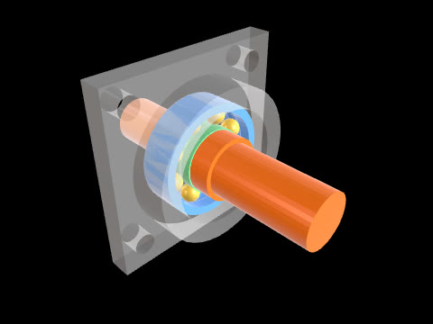 Bearing housing assembly with translucent housing revealing the internal components.